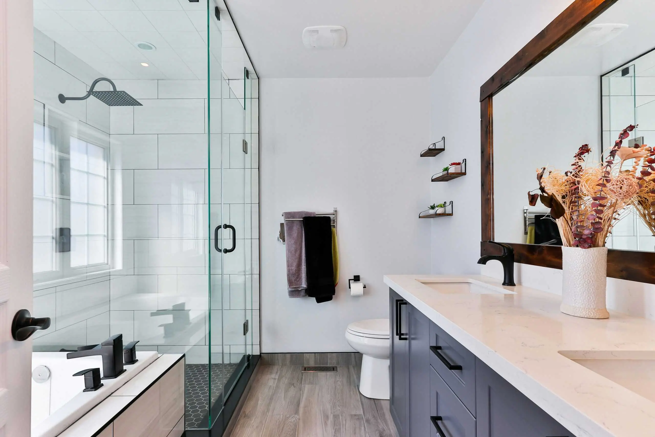 Minimalist bathroom renovation with modern fixtures