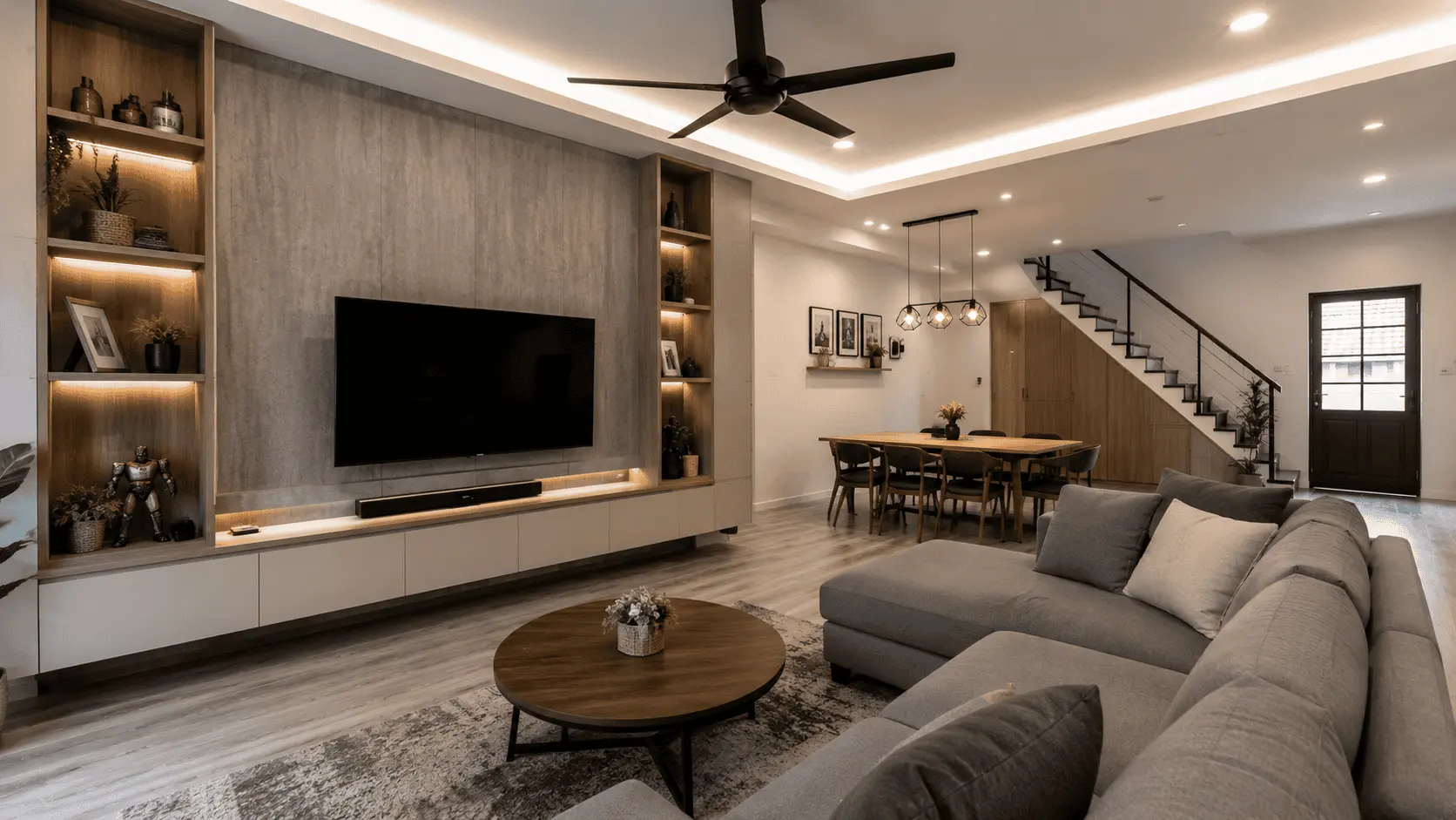 Reka bentuk siling plaster dengan cove lighting