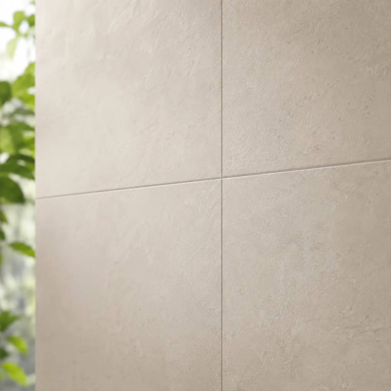 Jubin dinding bilik air dan garisan grout dari dekat, jenis butiran yang menyembunyikan membran waterproof yang gagal